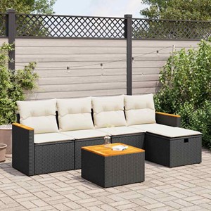 Maison exclusive - salon de jardin 6 pcs avec coussins noir résine tressée