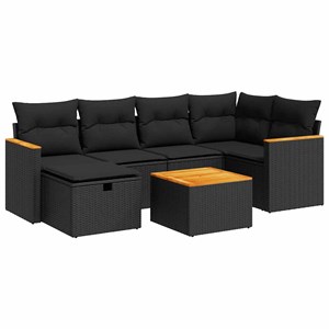 Maison exclusive - salon de jardin 7 pcs avec coussins noir résine tressée