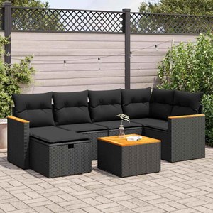 Maison exclusive - salon de jardin 7 pcs avec coussins noir résine tressée