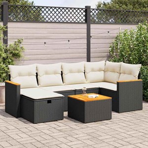 Maison exclusive - salon de jardin 7 pcs avec coussins noir résine tressée