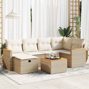 Maison exclusive - salon de jardin avec coussins 7 pcs beige résine tressée