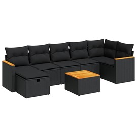 Maison exclusive - salon de jardin 8 pcs avec coussins noir résine tressée