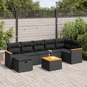 Maison exclusive - salon de jardin 8 pcs avec coussins noir résine tressée
