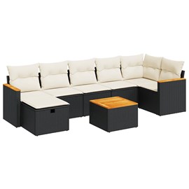 Maison exclusive - salon de jardin 8 pcs avec coussins noir résine tressée