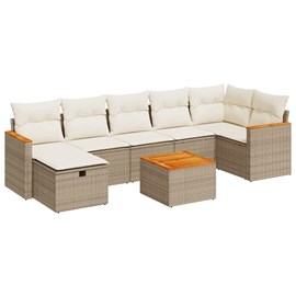 Maison exclusive - salon de jardin avec coussins 8 pcs beige résine tressée