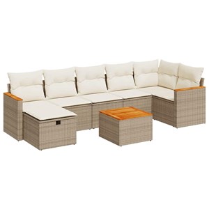 Maison exclusive - salon de jardin avec coussins 8 pcs beige résine tressée