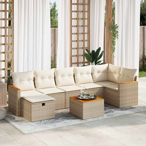Maison exclusive - salon de jardin avec coussins 8 pcs beige résine tressée