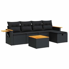 Maison exclusive - salon de jardin 6 pcs avec coussins noir résine tressée