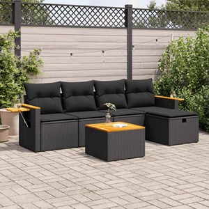 Maison exclusive - salon de jardin 6 pcs avec coussins noir résine tressée