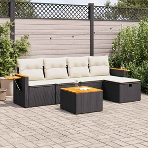 Maison exclusive - salon de jardin 6 pcs avec coussins noir résine tressée