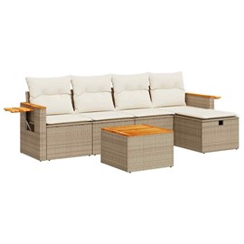Maison exclusive - salon de jardin avec coussins 6 pcs beige résine tressée