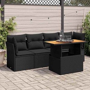 Maison exclusive - salon de jardin 5 pcs avec coussins noir résine tressée