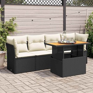 Maison exclusive - salon de jardin 5 pcs avec coussins noir résine tressée