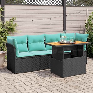 Maison exclusive - salon de jardin 5 pcs avec coussins noir résine tressée