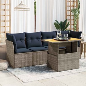 Maison exclusive - salon de jardin 5 pcs avec coussins gris résine tressée