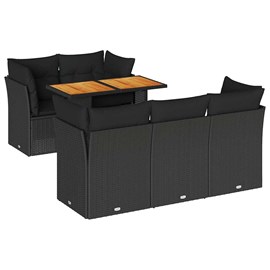 Maison exclusive - salon de jardin 6 pcs avec coussins noir résine tressée