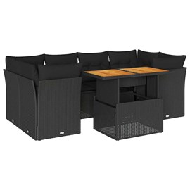 Maison exclusive - salon de jardin 7 pcs avec coussins noir résine tressée