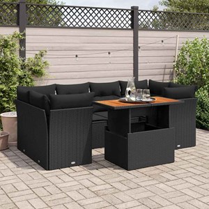 Maison exclusive - salon de jardin 7 pcs avec coussins noir résine tressée