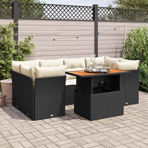 Maison exclusive - salon de jardin 7 pcs avec coussins noir résine tressée