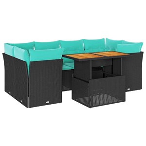 Maison exclusive - salon de jardin 7 pcs avec coussins noir résine tressée