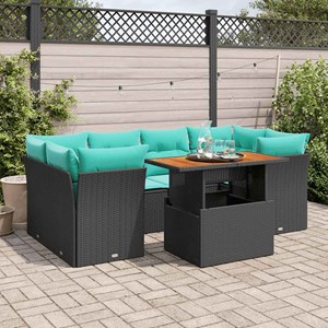 Maison exclusive - salon de jardin 7 pcs avec coussins noir résine tressée