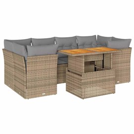 Maison exclusive - salon de jardin avec coussins 7 pcs beige résine tressée