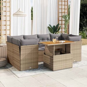 Maison exclusive - salon de jardin avec coussins 7 pcs beige résine tressée