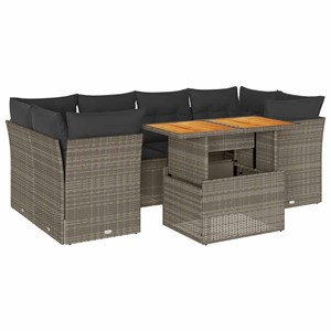 Maison exclusive - salon de jardin avec coussins 7 pcs gris résine tressée