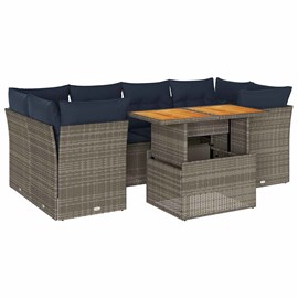 Maison exclusive - salon de jardin avec coussins 7 pcs gris résine tressée