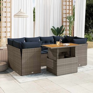 Maison exclusive - salon de jardin avec coussins 7 pcs gris résine tressée