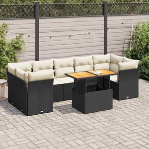 Maison exclusive - salon de jardin 8 pcs avec coussins noir résine tressée