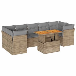 Maison exclusive - salon de jardin avec coussins 8 pcs beige résine tressée
