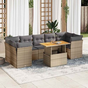 Maison exclusive - salon de jardin avec coussins 8 pcs beige résine tressée