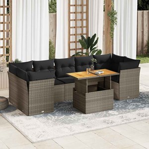 Maison exclusive - salon de jardin 8 pcs avec coussins gris résine tressée