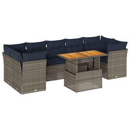 Maison exclusive - salon de jardin 8 pcs avec coussins gris résine tressée