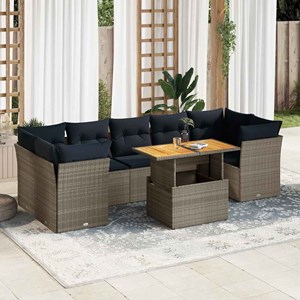 Maison exclusive - salon de jardin 8 pcs avec coussins gris résine tressée