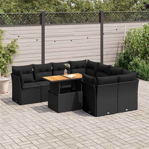 Maison exclusive - salon de jardin 9 pcs avec coussins noir résine tressée