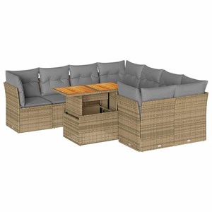 Maison exclusive - salon de jardin avec coussins 9 pcs beige résine tressée
