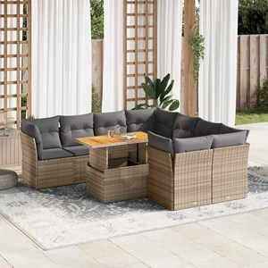 Maison exclusive - salon de jardin avec coussins 9 pcs beige résine tressée