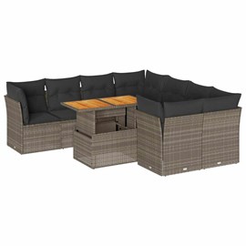 Maison exclusive - salon de jardin 9 pcs avec coussins gris résine tressée