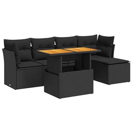 Maison exclusive - salon de jardin 6 pcs avec coussins noir résine tressée