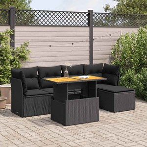 Maison exclusive - salon de jardin 6 pcs avec coussins noir résine tressée