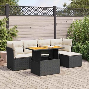 Maison exclusive - salon de jardin 6 pcs avec coussins noir résine tressée