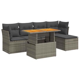 Maison exclusive - salon de jardin 6 pcs avec coussins gris résine tressée
