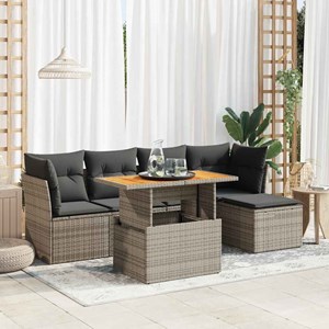 Maison exclusive - salon de jardin 6 pcs avec coussins gris résine tressée
