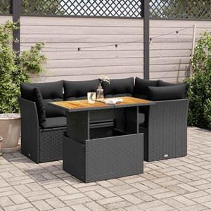 Maison exclusive - salon de jardin 5 pcs avec coussins noir résine tressée