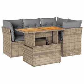Maison exclusive - salon de jardin avec coussins 5 pcs beige résine tressée