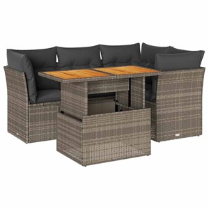 Maison exclusive - salon de jardin 5 pcs avec coussins gris résine tressée