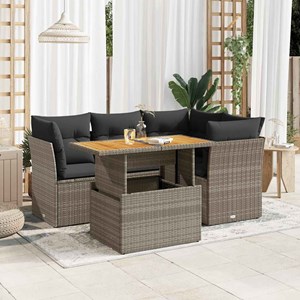 Maison exclusive - salon de jardin 5 pcs avec coussins gris résine tressée