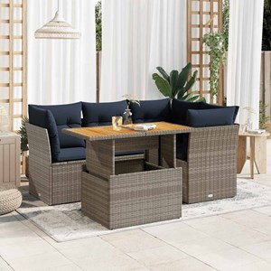 Maison exclusive - salon de jardin 5 pcs avec coussins gris résine tressée